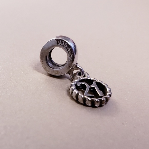 Authentic Pandora Retired 21 Dangle Charm - Picture 3 of 3